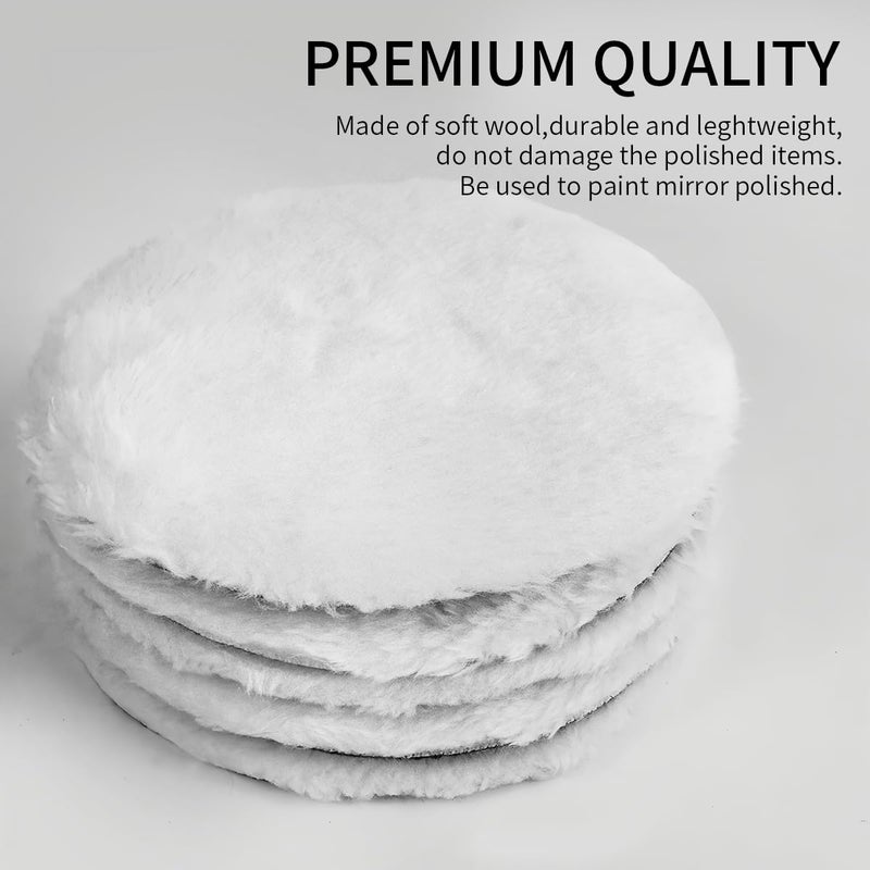 Quadafy 7 Piece 6 Inch Wool Buffing Pad, Drill Buffer Connecting M12 Drill Adapter, Buffing Pads, for Car Polishing and Waxing, Painting Tabletops, Old Leather Sofas, Tile Polishing - Image 5
